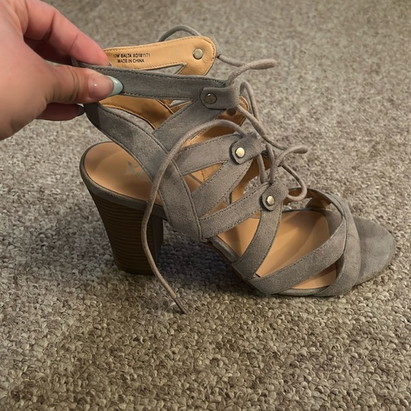 XOXO Shoes - Gray lace up Heels